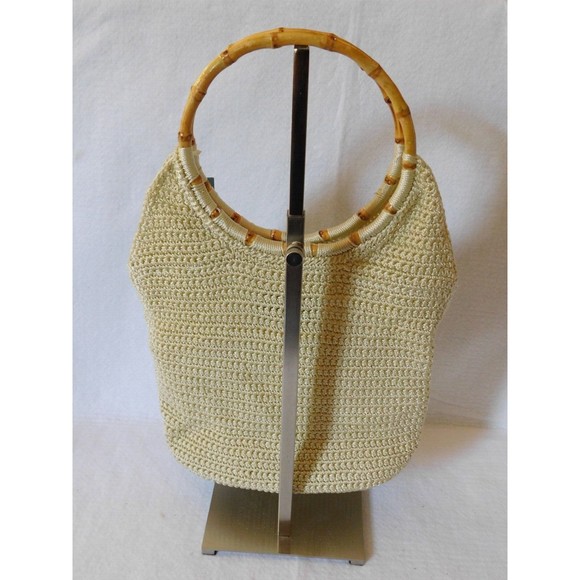 Relativity Purse Handbag Macrame Wood Handle Bag - Picture 6 of 14